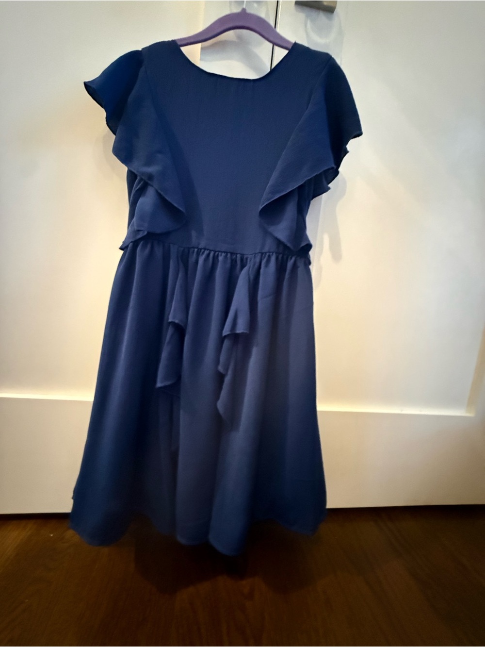 BCBGirls Navy Ruffle Sleeve Formal Dress